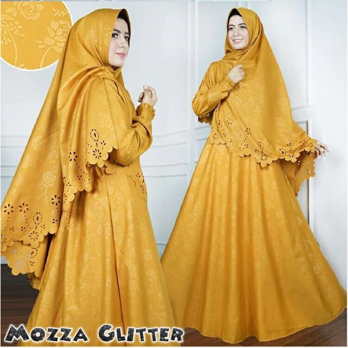 Gamis Syari new gamis mozza syari jaguart glitter mustard Murah