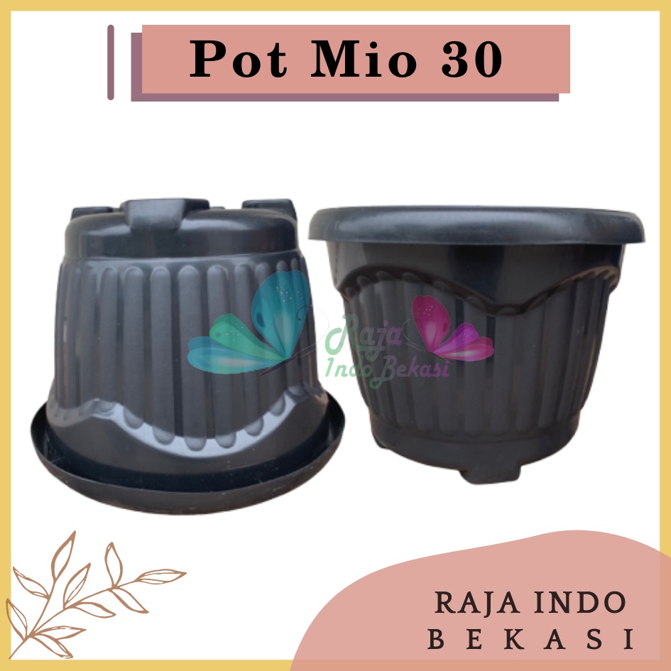 Pot Shallom Mio 30 Hitam Pot Bunga Plastik Tebal Murah Besar Kuat Motif Model Belimbing 30 cm Putih Hitam Selusin Lusinan Tebal - SHALLOM MIO 30 pot bunga bulat besar tebal murah