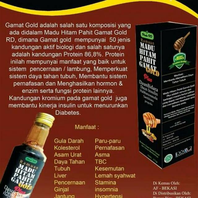 Madu Hitam Pahit Gamat Gold Indonesia