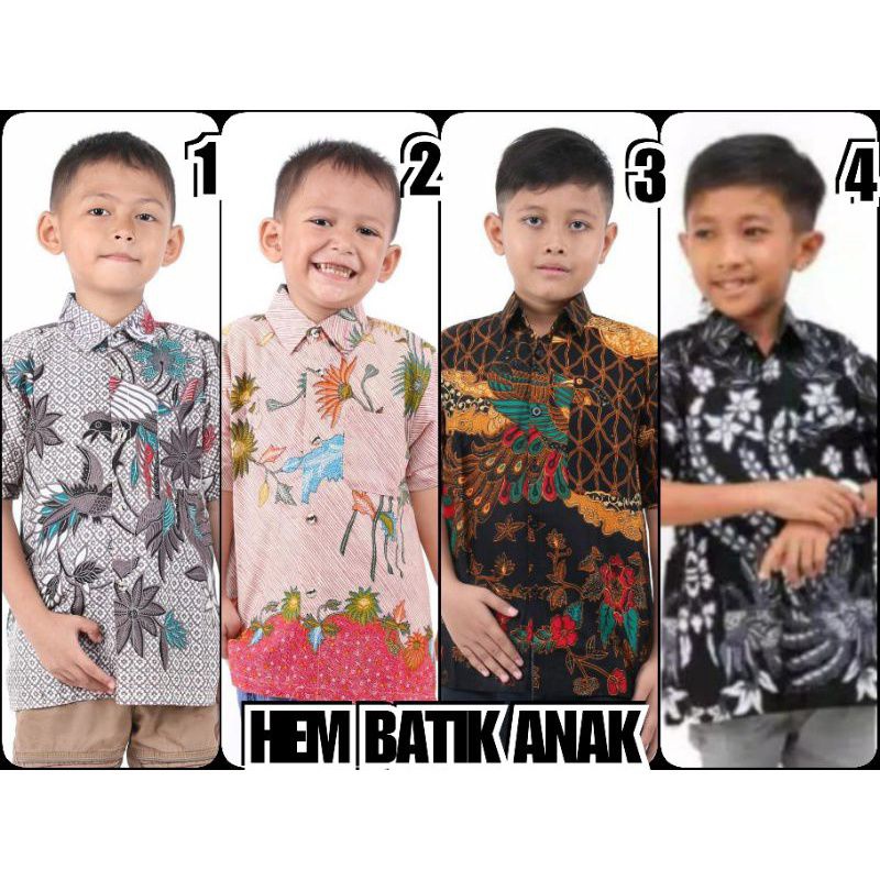 Baju Batik Anak Laki Laki Umur 3-12 Tahun Terbaru / Atasan Hem Kemeja Lengan Pendek Anak Cowok Murah