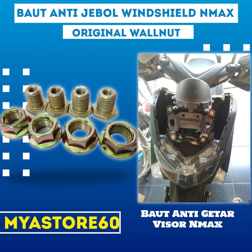 Baut Anti Jebol Windshield Nmax / Baut Anti Getar Visor Nmax Wallnut Sparepart Nmax Aksesoris
