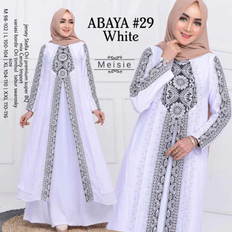 ABAYA PUTIH ARAB BORDIR ZOYA TURKEY MAXI DRESS MUSLIM