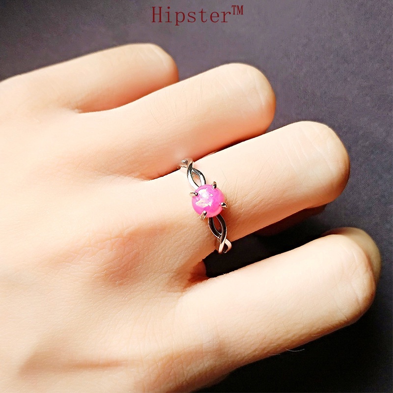 New Hot Sale Fashion Hollowed-out round Colored Gems Adjustable Ring