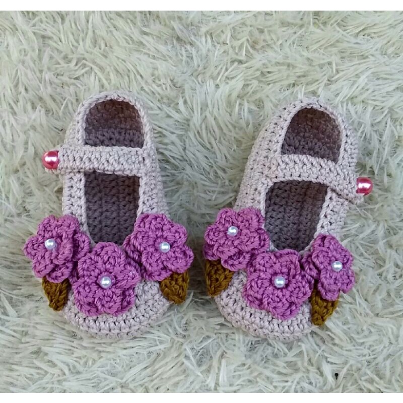 sepatu bayi cewek 0 sampai 1 thn rajut handmade cantik murah terbaru