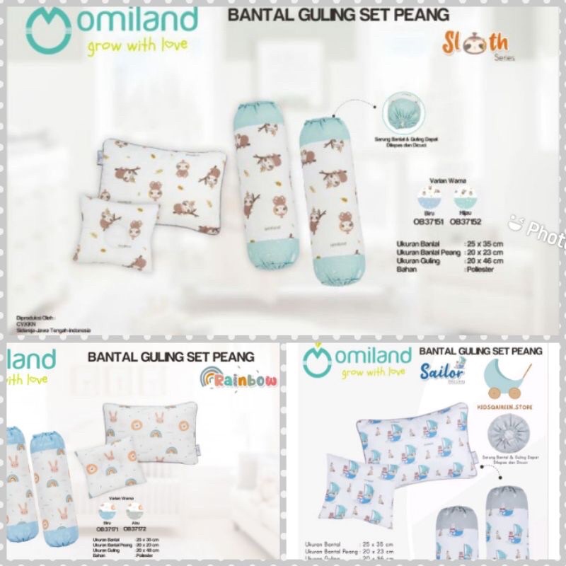 OMILAND Bantal Guling Set Peang Rainbow Sailor Sloth / Bantal Guling Bayi