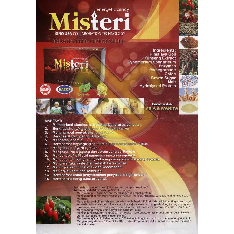 

DISKON Misteri Ginseng & Coffee energetic candy (permen kopi) BPOM isi 30pcs - Promo
