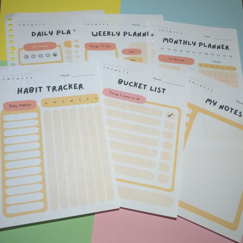 

Ready isi binder A5 loose leaf A5 motif to do list/ daily planer/ monthly planer/ habit tracker dll