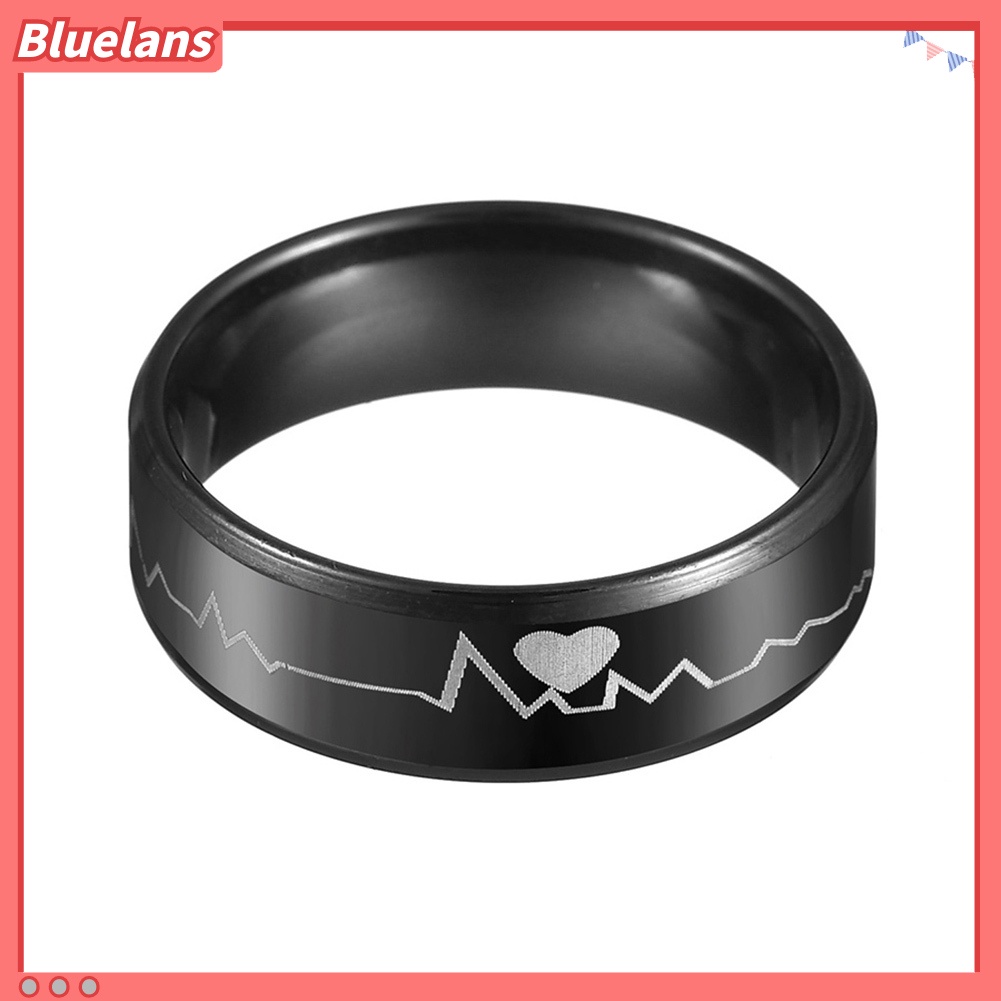Bluelans Fashion Men ECG Heartbeat Band Finger Ring Party Club Jewelry Birthday Gift