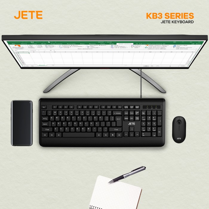 Keyboard USB Laptop Komputer JETE KB3 Silent Key Original Garansi 2 Th