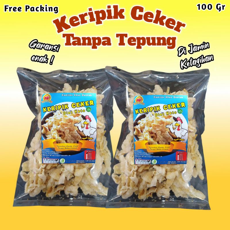 

KERIPIK CEKER AYAM CAKAR 100Gr CEMILAN DIET Original Tanpa Tepung Tulang SPESIAL Ketogenic Demb