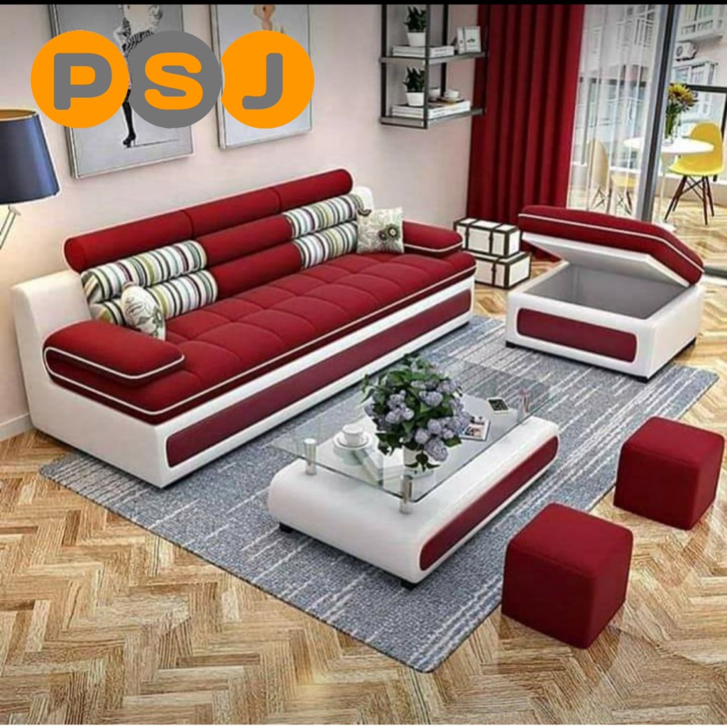 Sofa L Minimalis Merah/Sofa/Sofa Leter L/Sofa Letter L/Sofa Minimalis