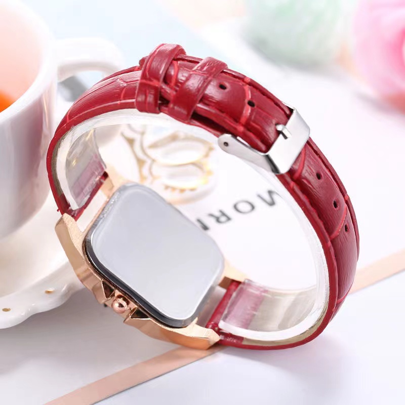 Rowling (Jam-24) Jam Tangan Wanita Kotak K.U.D.I Jam Tangan Wanita Quartz dengan Strap kulit Sintetis Romawi Import TANPA ACCESORIS