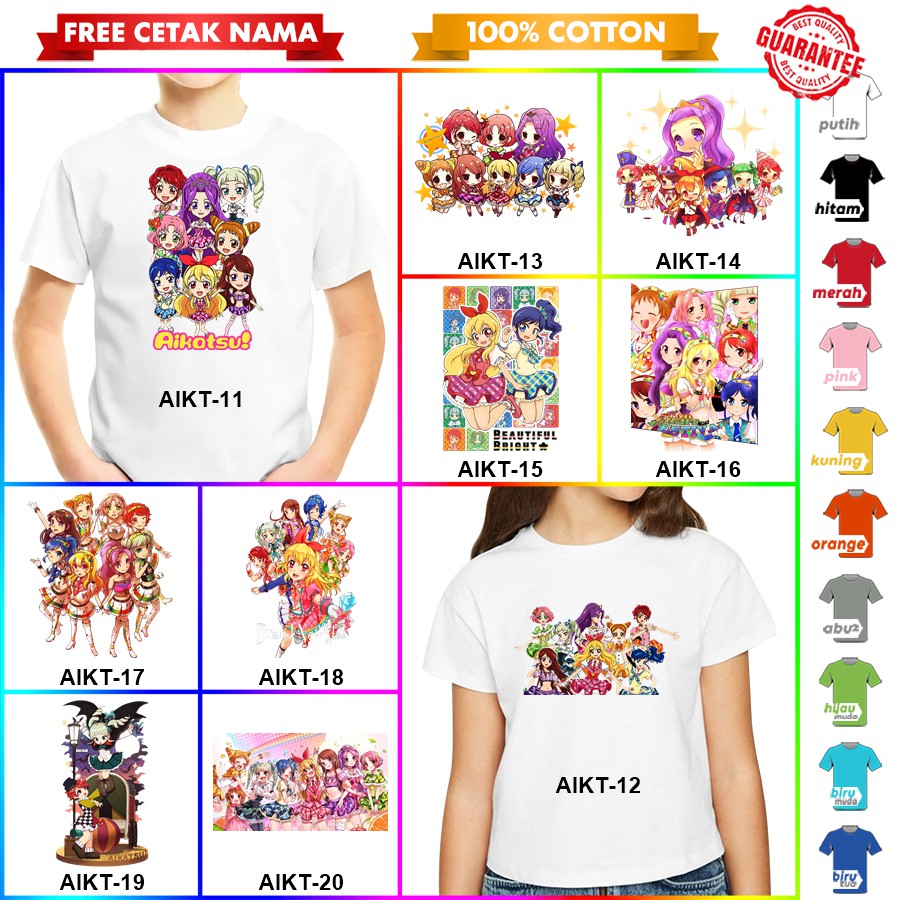 Baju Kaos COUPLE  ANAK DAN DEWASA AIKATSU GOJEK YES