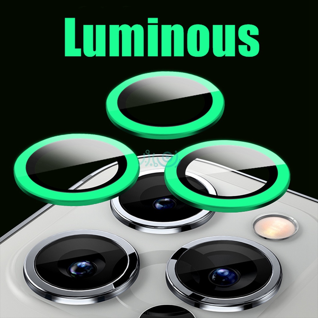 Luminous Lens iPhone 12 Pro Max 11 Pro max Metal Ring Glass Full Cover Camera Lens Protectors for iPhone 12mini 11/12pro Protective Cap