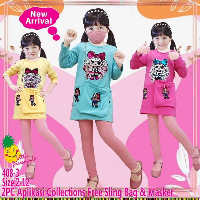 BAJU SETELAN ANAK LOL USAP SQUINS 6-8TH