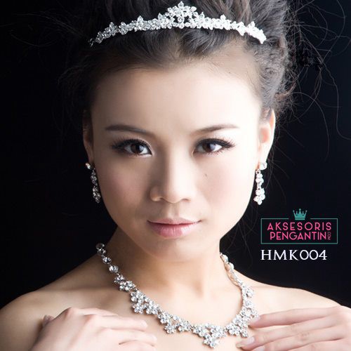 Paket Aksesoris Pesta Pengantin l Perhiasan Mahkota Kalung Wedding - HMK004
