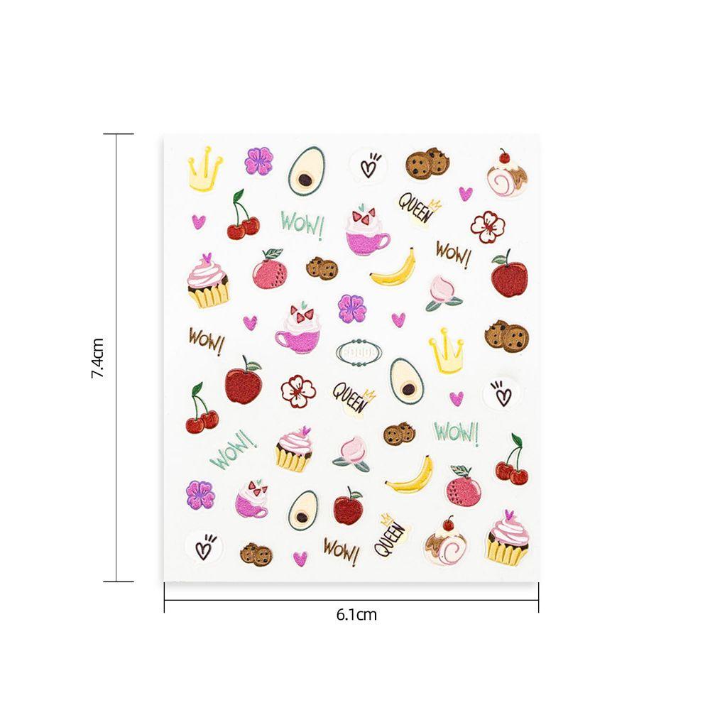 AUGUSTINA Agustin 5D Timbul Stiker Kuku Hewan Kawaii Cookie Wanita Bebek DIY Manicure Aksesoris Nail Decals