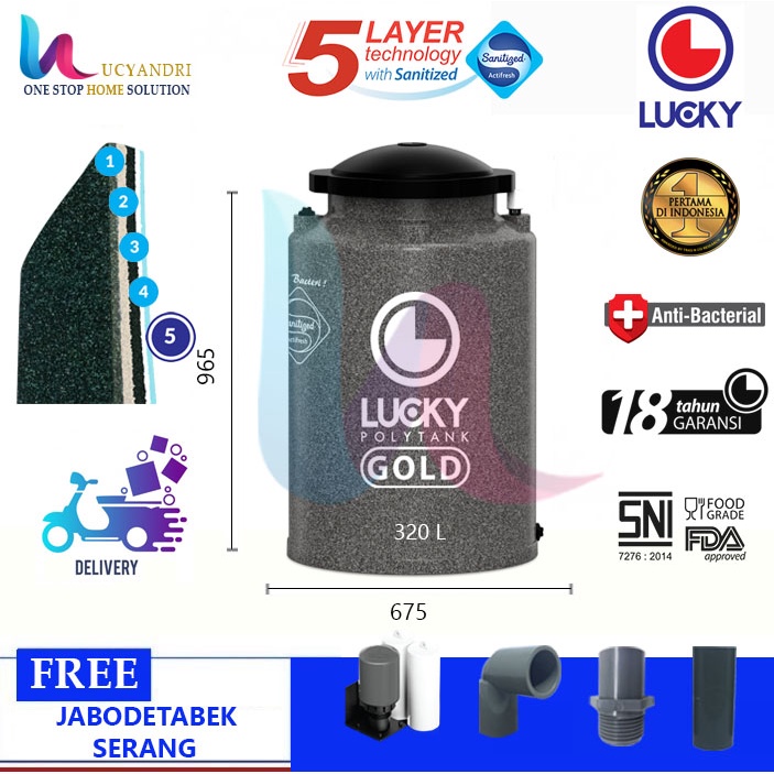 Tangki Air Plastik  LGAB 350 Lucky Gold Anti Bacterial/ Toren Air / Tandon Air