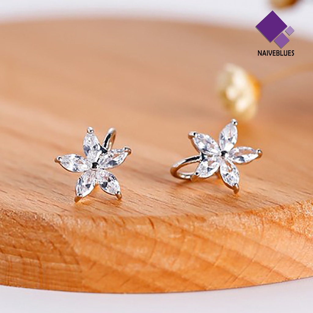 1pc Anting Ear Cuff Bentuk U Desain Bunga Bahan Alloy Tidak Pudar Untuk Pesta