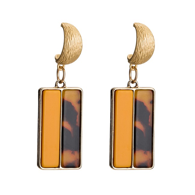 LRC Anting Tusuk Fashion Semi-solid Color Semi-marble Texture Acetate Plate Earrings F28XXX