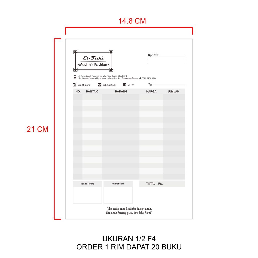 Jual Cetak Custom Nota Kwitansi Invoice Surat Jalan 3 Rangkap Shopee Indonesia 8230