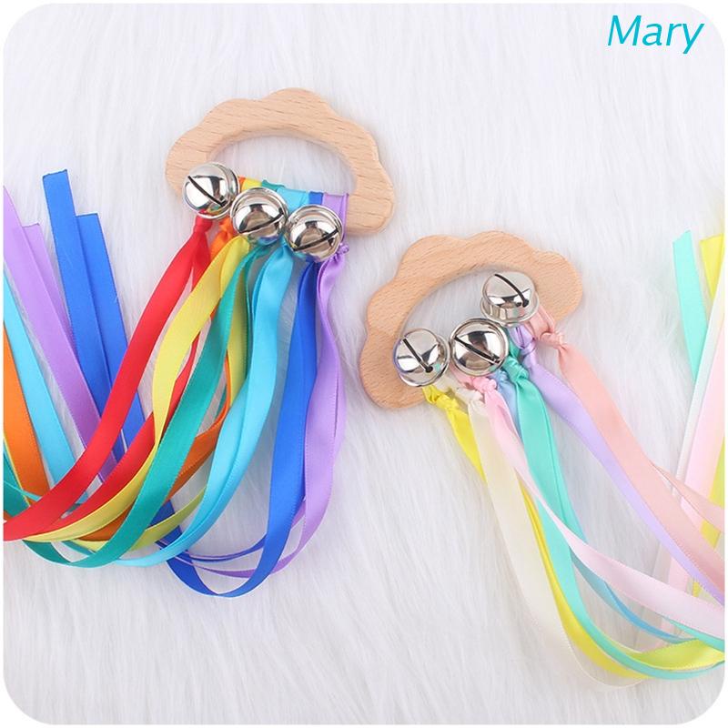 Mary Mainan Teether Bentuk Awan Bahan Kayu Warna Pelangi Untuk Bayi