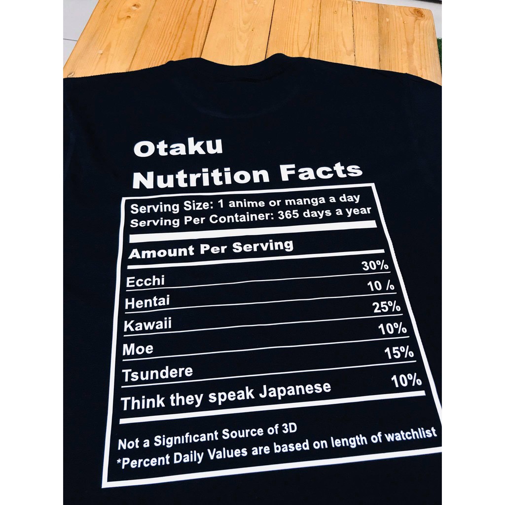 Kaos Otaku Nutrition Facts Black Manga