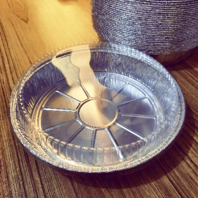Isi8pcs Aluminium foil tray Bulat + Tutup diameter 20 cm atas 23cm RX 1200 RX1200 ML AX BX OX