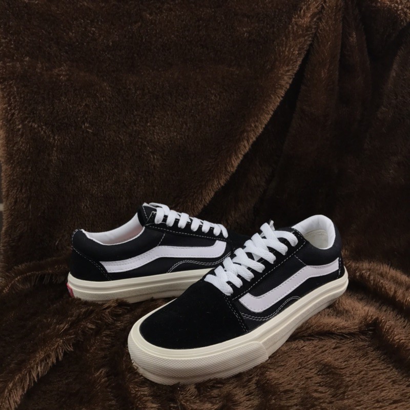 (COD GRATIS PAPER BAG) SEPATU VANS OLD SKOOL OG  MONO DOUBLE FOXING BLACK WHITE