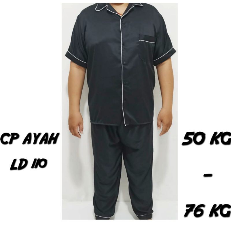 Baju tidur pria dewasa LD 110 120  set piyama cowok jumbo celana panjang lengan pendek setelan laki