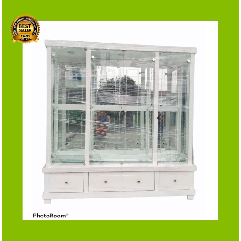 lemari pajangan kaca minimalis 4 pintu