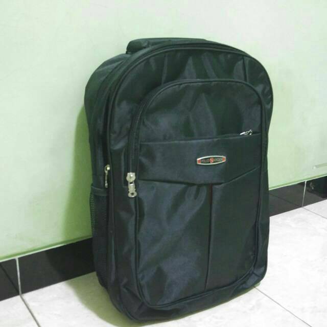 Jual Tas Ransel Laptop Kerja Kantor Kuliah Sekolah Model Polo Hitam