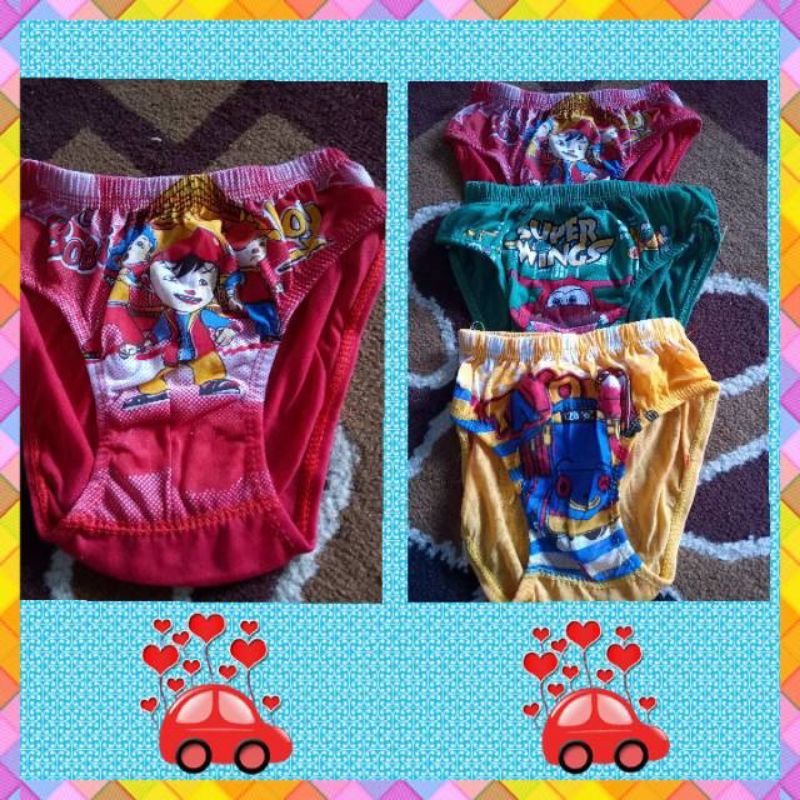 celana dalam anak cowok motif usia 1 sampai 7 tahun