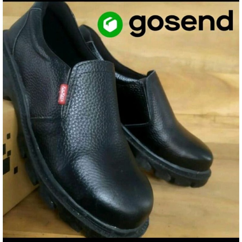 Sepatu Safety Slip On Septi Pria Ujung besi Septy Slop Selop  Kerja Lapangan Proyek Sepatu Safety Kulit Sapi Asli Slip On Original Septi Pria Ujung Besi Septy Slop Selop Kerja Lapangan Proyek Industri Sefti Shoes