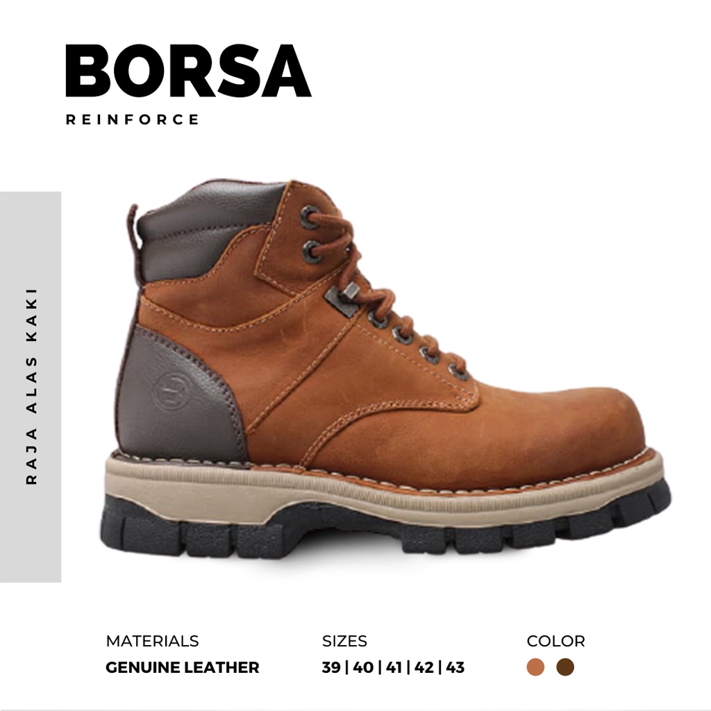 SEPATU BOOTS PRIA KULIT ASLI | BORSA | REINFORCE