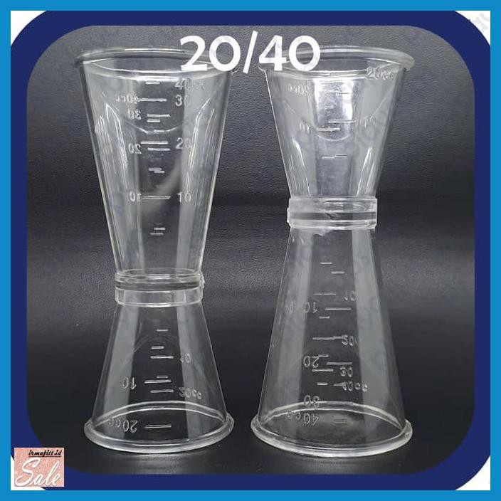 

takargelas- jigger plastik acrylic transparant 20/40 ml playcups -aslii.