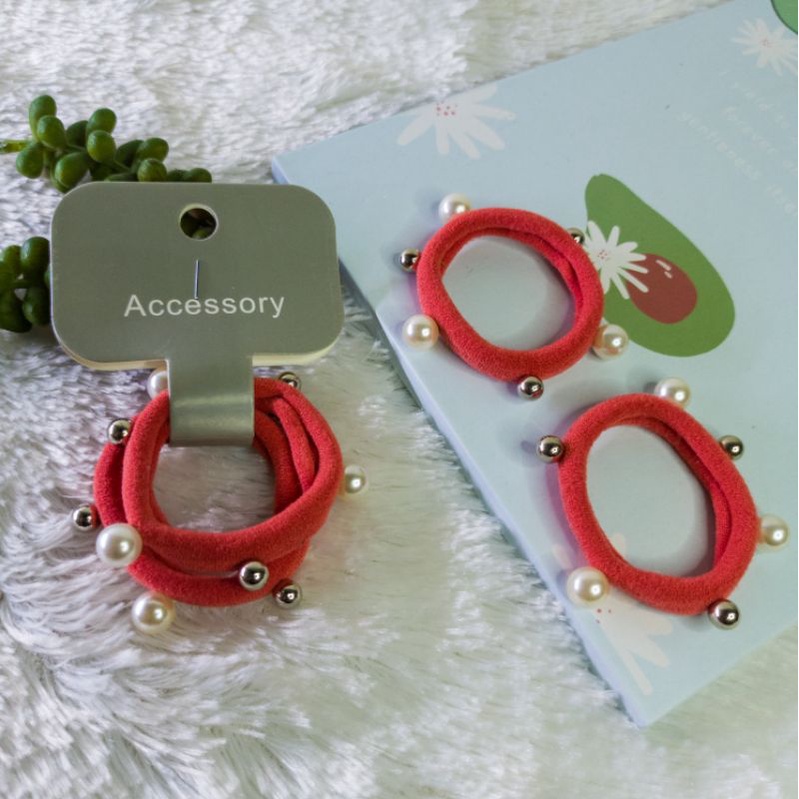 IKAT RAMBUT KUNCIR RAMBUT isi2pcs KUNCIRAN MUTIARA KARET ELASTIS-Karet salem