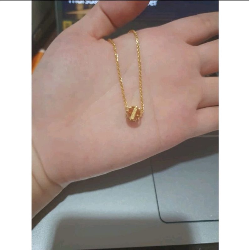 Set kalung dan liontin inisial huruf i elegant