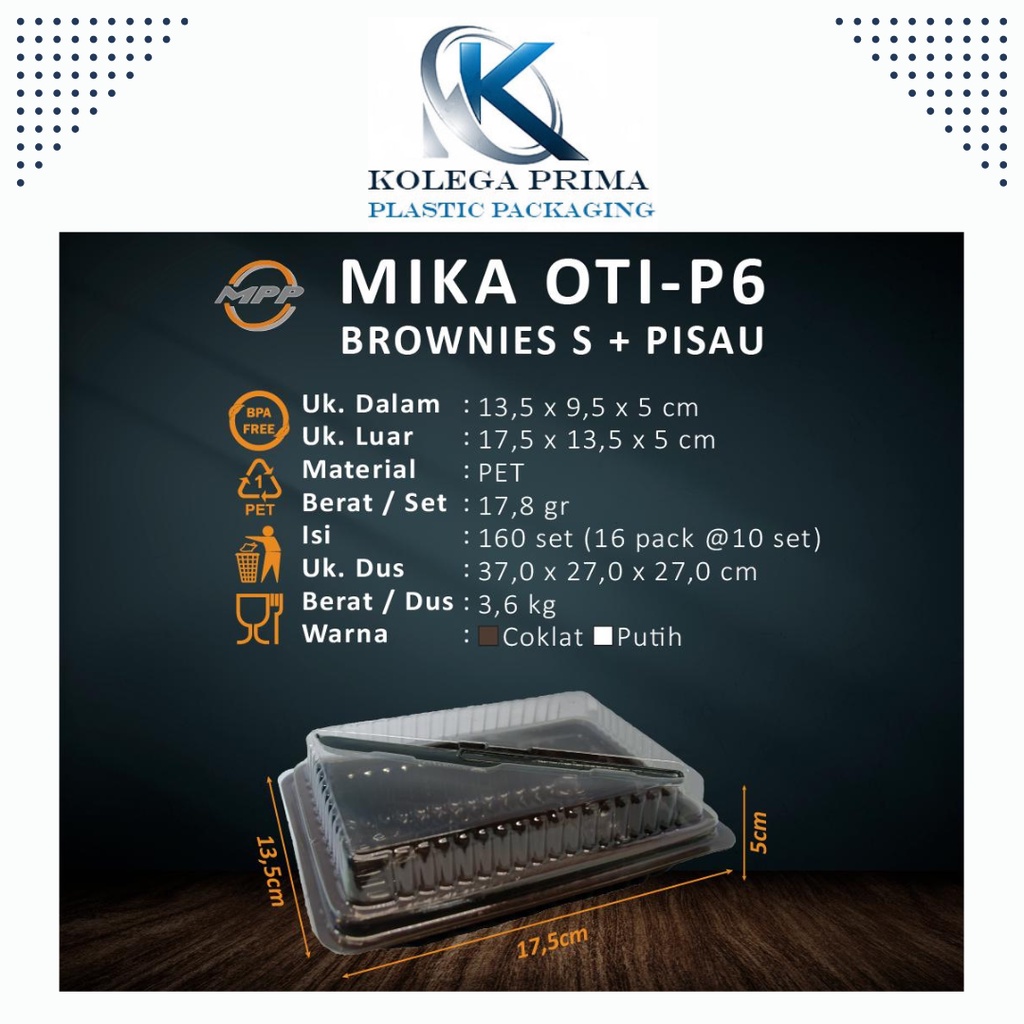 MIKA BROWNIES SMALL + PISAU/ MIKA BROWNIES KECIL ISI 10PCS