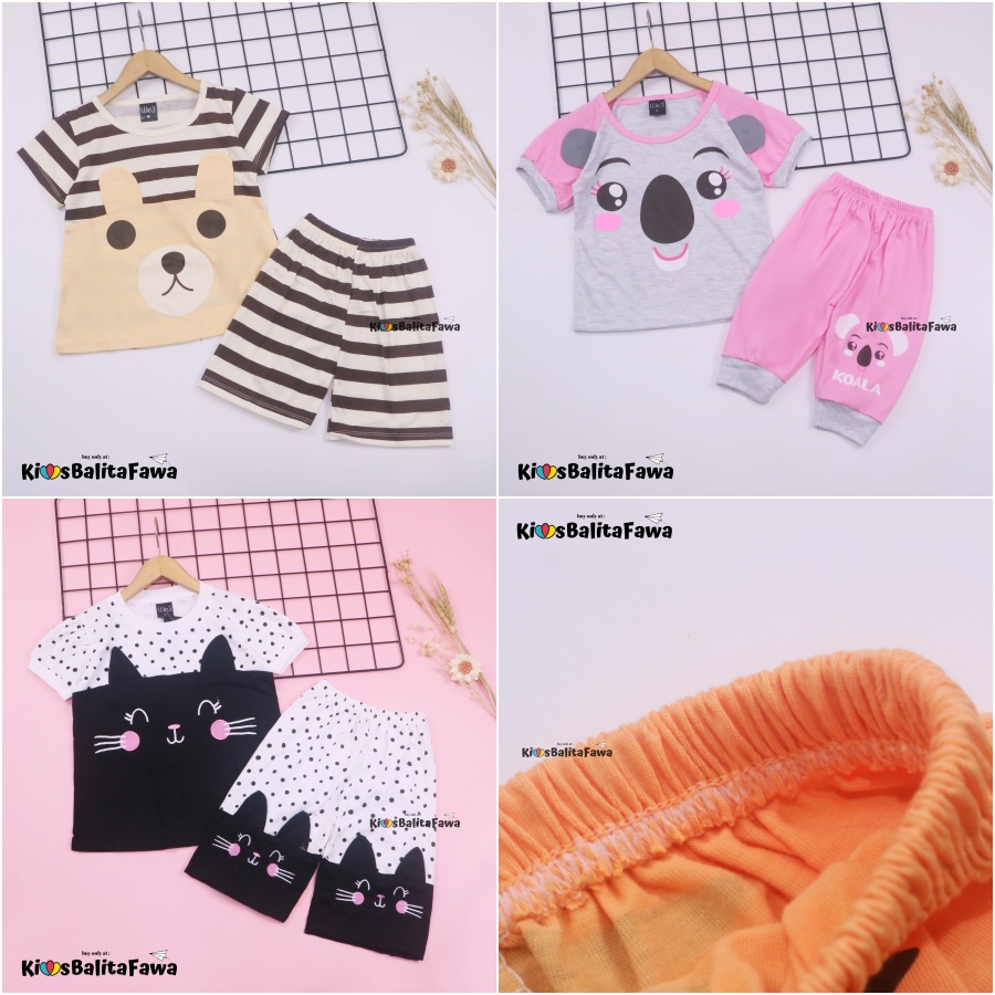 Setelan Momo Kids Size 7-10 Tahun / EXPORT Quality Baju Karakter Kaos Lengan Pendek Celana Pendek