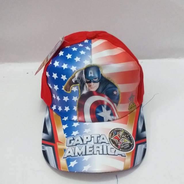 ☆ Topi anak baseball karakter kartun starkids gambar CAPTEN AMERICA