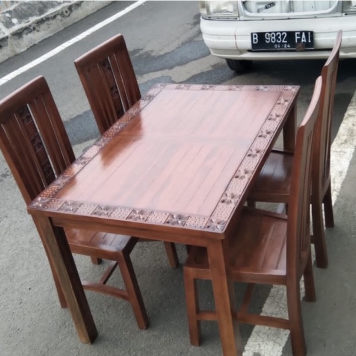 Kursi Kayu - Meja Makan Set Kayu 4 Kursi