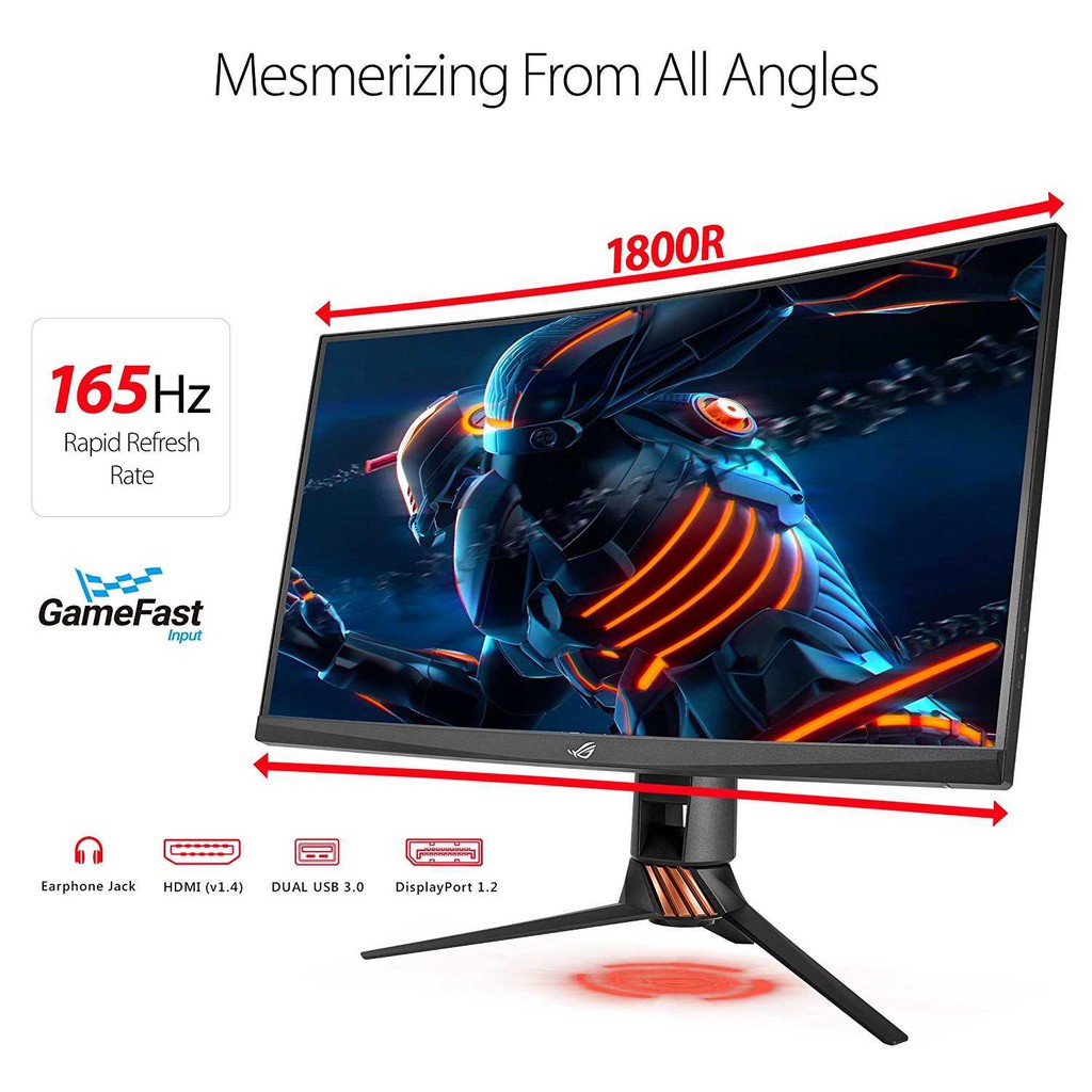 ASUS ROG Swift PG27VQ Curved Gaming Monitor 27 inch 2K WQHD (2560x1440), overclockable 165Hz, 1ms