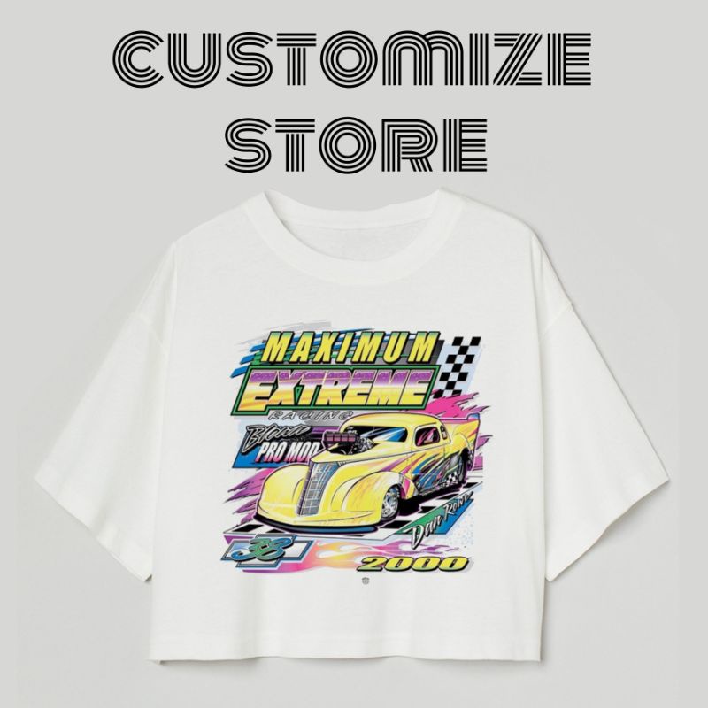 CROP TEE NASCAR RUMBLE MAXIMUM RACING | KAOS CROP TOP OVERSIZE PUTIH