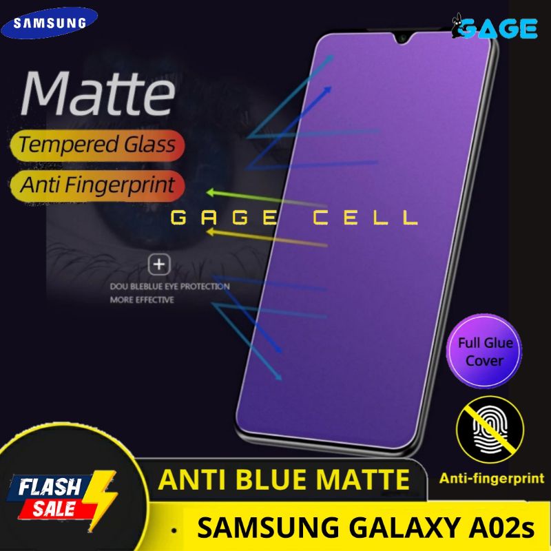 TEMPERED GLASS TG ANTI GORES MINYAK BLUE MATTE SAMSUNG GALAXY A02S FULL LAYAR SCREEN PROTECTOR