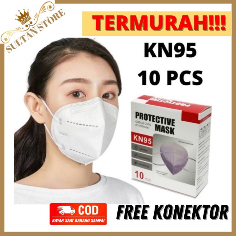 masker earloop KN95 original warna putih nonhjiab 3D face mask kesehatan medis N95 3ply