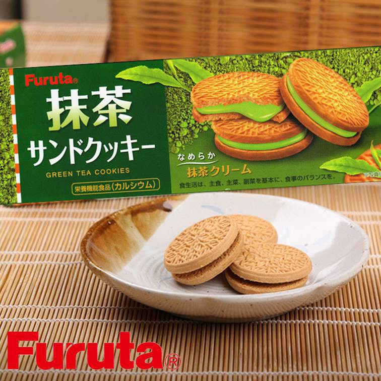 

Furuta Matcha [Greentea] Sandwich Cookies. biskuit impor jepang 85gr