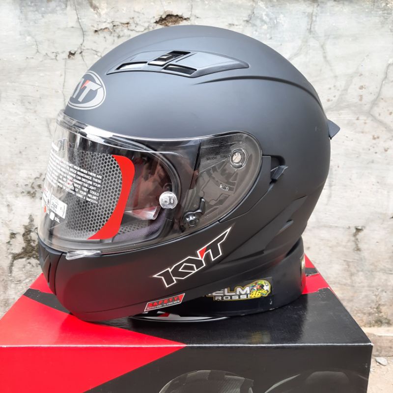 KYT FALCON FR 2 SOLID Hitam doff Visor FLAT ORIGINAL Double Visor