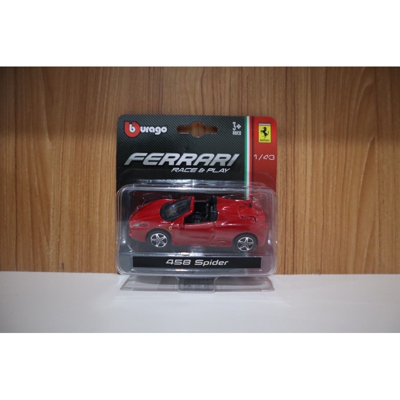 Diecast Burago Ferrari skala 1/43 458 Spider