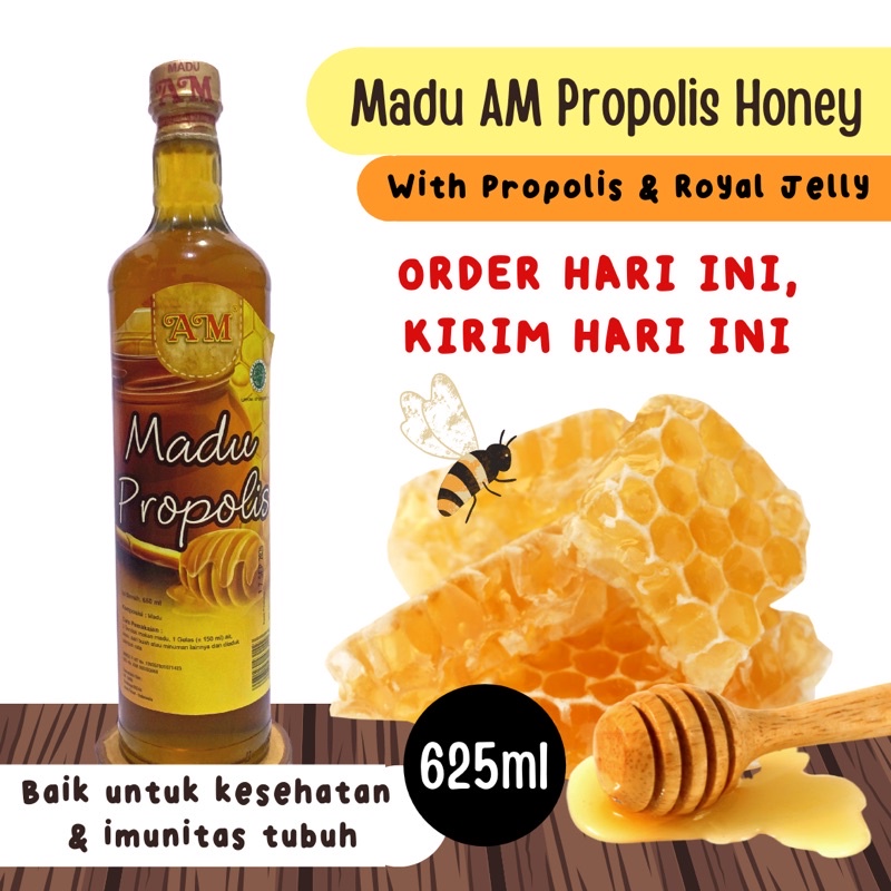 (ASLI) Madu AM Propolis Honey with Royal Jelly 625ml  - Natural Propolis Honey